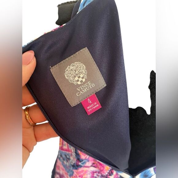 VINCE CAMUTO WHITE BLUE MEDALLION SHIFT DRESS SLEEVELESS KNEE LENGTH WOMENS 4 - Picture 12 of 12